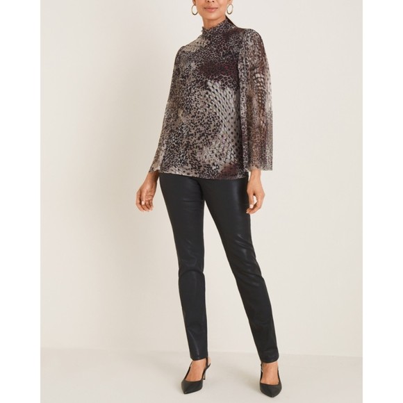 NWT Chico's Cheetah and Snake Print Mesh Knit Ladies Career Party Blouse, S - Picture 8 of 9